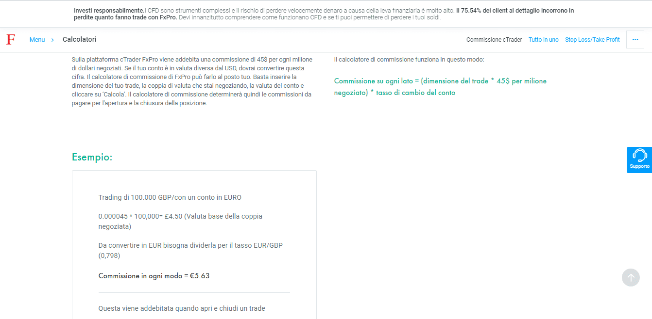 Commissioni di FxPro